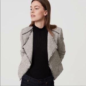 Loft Fringe Tweed Gray Blazer Size 4